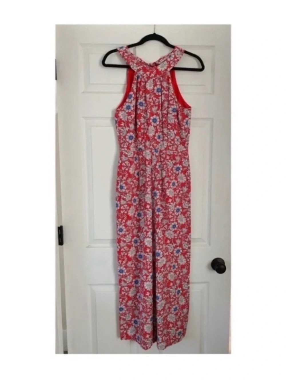 LOFT RED FLORAL PRINT HALTER JUMPSUIT - Picture 5 of 8